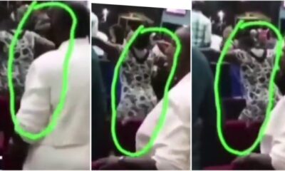 Lady with huge backside dances in rousing way in church during praise
