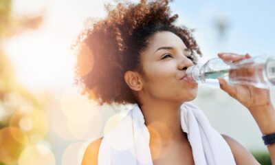 drinking water after a workout in the sun
