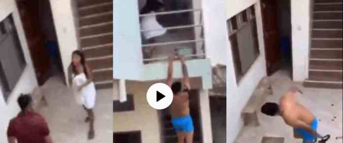 man jumps buidling