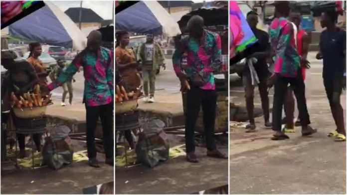 Anini Is Back; Neatly Dressed Man Steals Hot Roasted Corn From The Grill (Video)