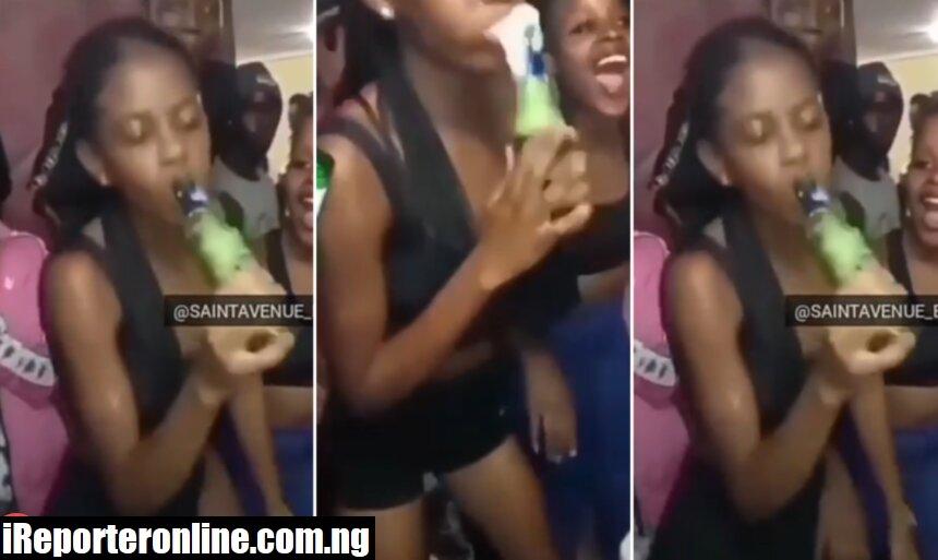 Slay Queen Uses Beer Bottle To Demonstrate How She’s Going To Treat Women's Husbands Manhood When She Gets Hold Of Them (Video)