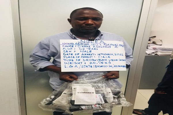 NDLEA Arrests Father Of Four With 20.75kg Black Liquid Cocaine At Abuja Airport (Photo)