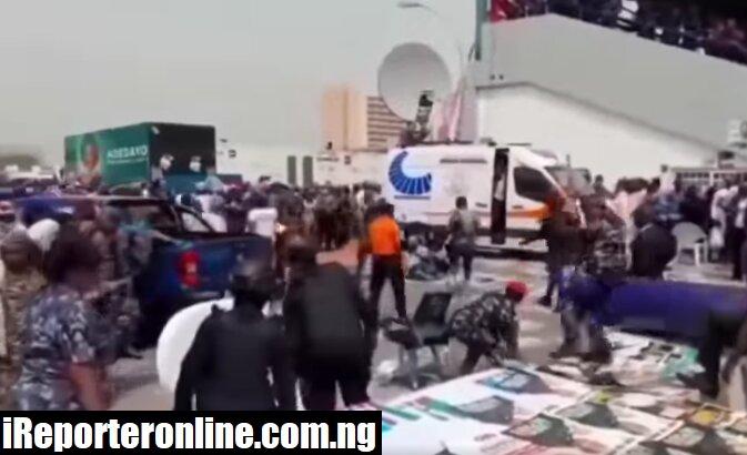 APC Convention: Security Operatives Scramble As Crowd Pushes Down Barrier (Video)