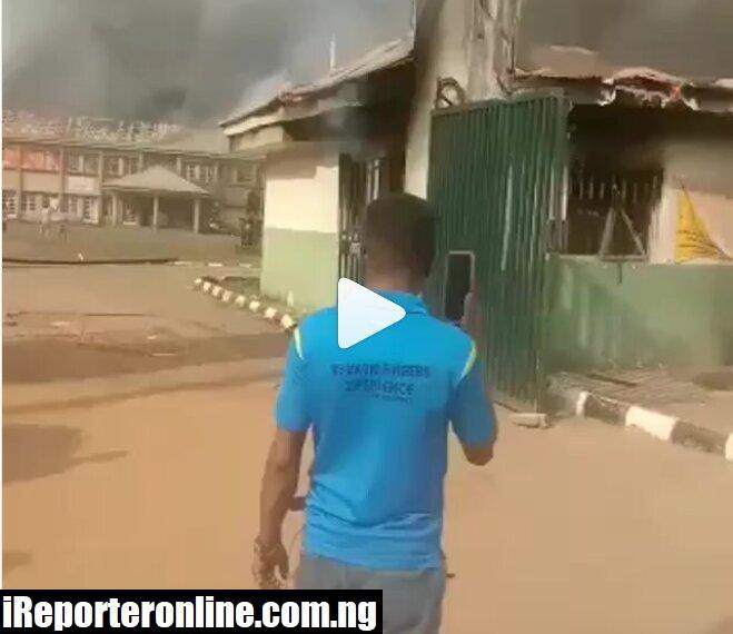 Video Of Soludo’s Aguata LG Headquarters On Fire After Gunmen Attack (Watch)