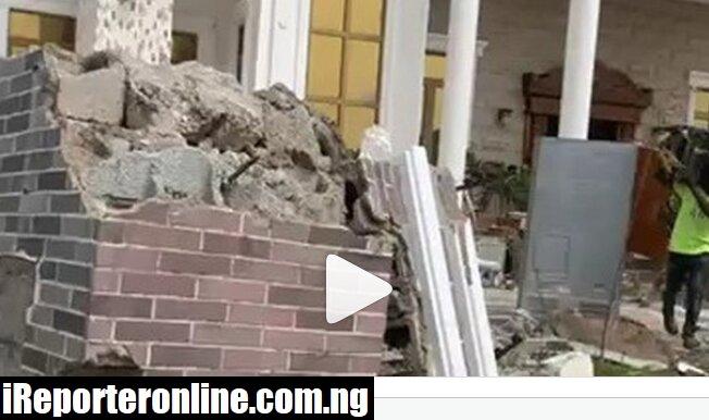 FCT Ministry Demolishes Multi-Million Naira Mansion Belonging To Tonto Dikeh's Ex-lover, Kpokpogri In Abuja (Video)