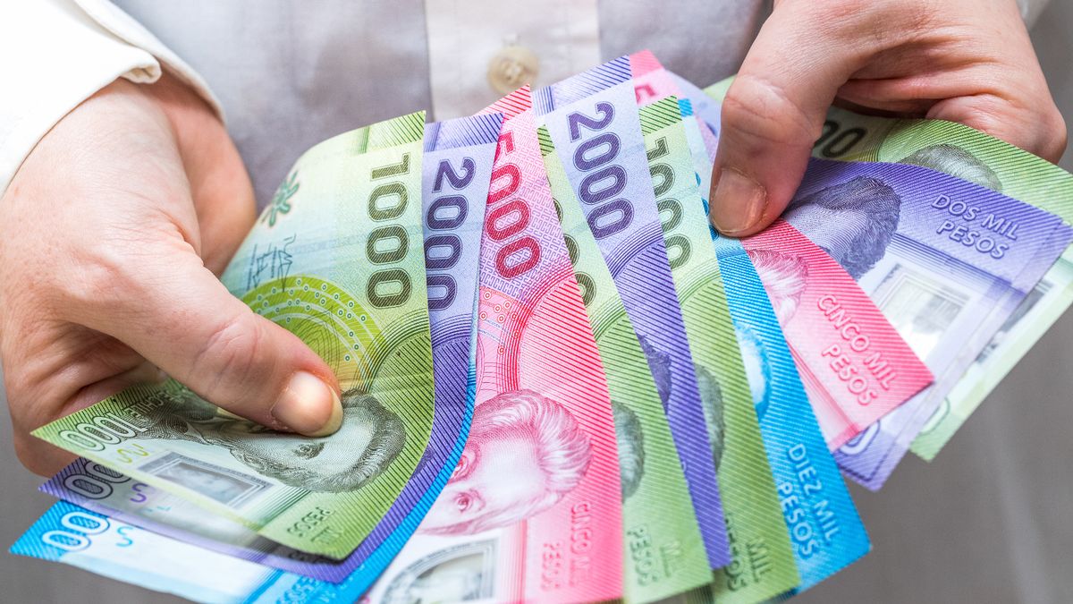 0 Chilean pesos banknotes in a womans hand
