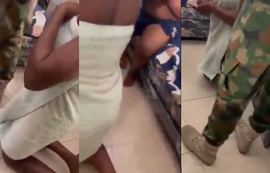 Drama As Military Officer Catches His Wife With Another Man In Their Matrimonial Bed (VIDEO)