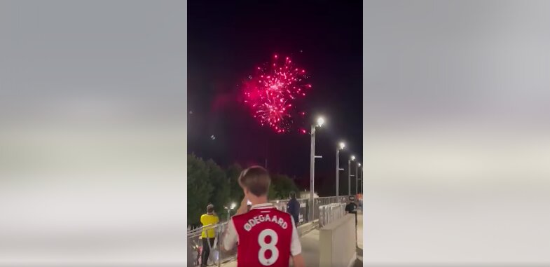 VIDEO Of Arsenal Fans Setting Off Fireworks After Their Win Over Aston Villa Goes Viral (WATCH)