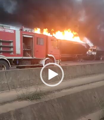 Petrol Tanker Bursts Into Flames On Lagos-Ibadan Expressway