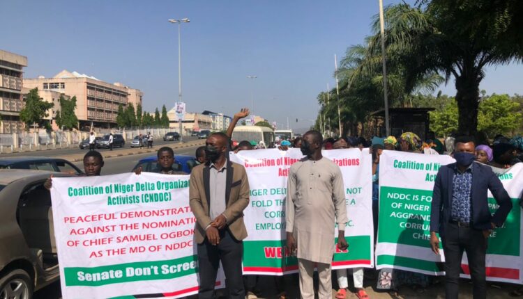 The Niger Delta Activists Protesting against 15 man NDDC Board Nominees 750x430 1