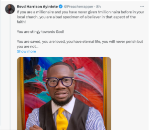 If you are a millionaire and you have never given 1million naira before in your local church you are a bad specimen of a believer Pastor claims 1708358864 1