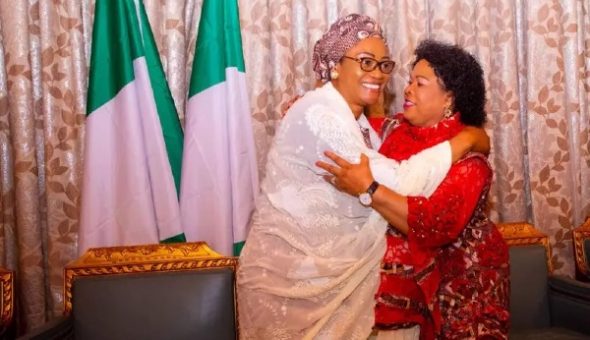 Patience Jonathan greets First Lady Oluremi Tinubu 590x340 1