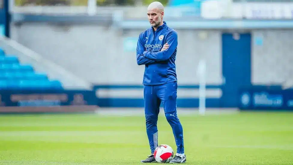 Pep Guardiola at Man City training ground