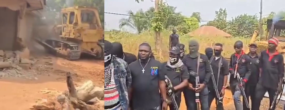 Anambra security outfit Agunechemba on the scene on the demolition