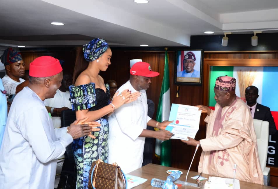 Ganduje presents certificate of return to Ukachukwu