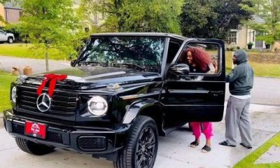 Davido with Chioma and the new GWagon he gifted her