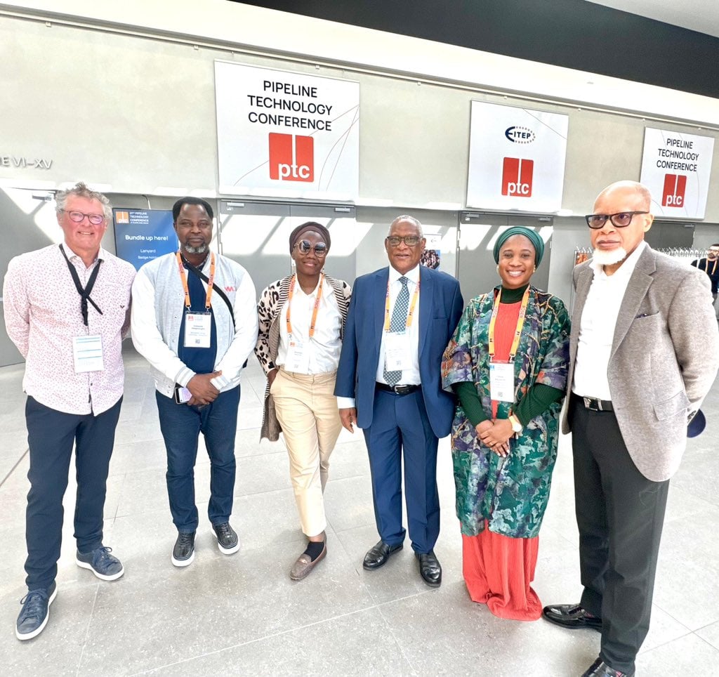 Saidu Mohammed in blue suit at the Pipeline Technology Conference PTC currently holding in Berlin Germany