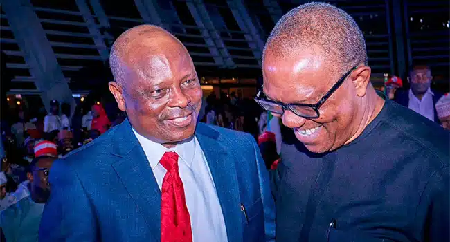 Rabiu Kwankwaso and Peter Obi smiling